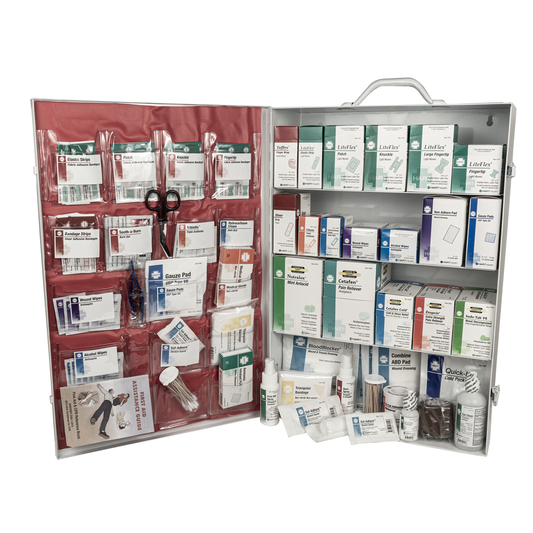 4 SHELF FIRST AID CABINET, FULLY STOCKED with FREE SHIPPING!