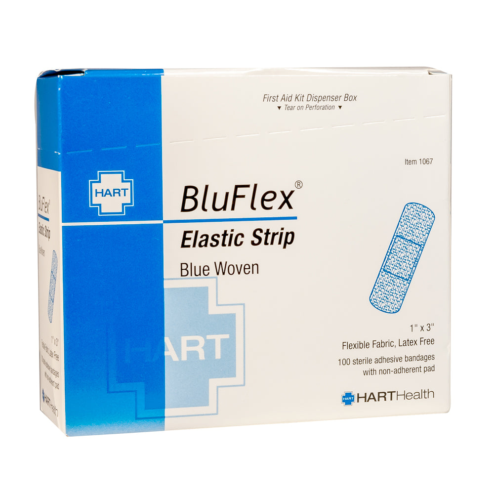 BLUE ELASTIC STRIP BANDAGE, 1" x 3", 100/BOX