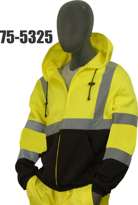 MAJESTIC HIGH VISIBILITY HOODED SWEATSHIRT WITH ZIPPER CLOSURE/LARGE